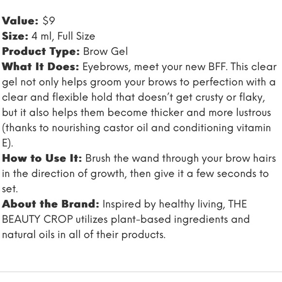 🆕THE BEAUTY CROP: BFF Brow Friends Forever- Clear Brow Gel- Full Size - Picture 2 of 4